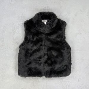 Vintage Investments Faux Fur Zip Front Vest Women's Medium